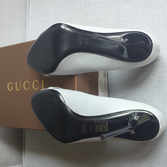 NWT GUCCI NIB leather peep toe stilettos 9.5 - Picture 7 of 10